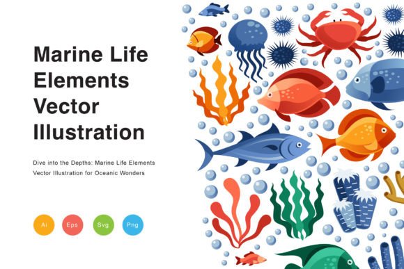 Download Marine Life Elements Vector Illustration - Vector Collection