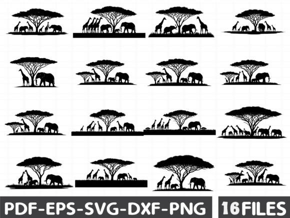 Download African Savannah Wildlife Silhouette - Silhouette Collection