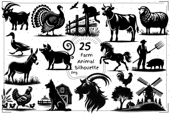 Download 25 Rustic Farm Life Silhouette Clipart - Farm Collection