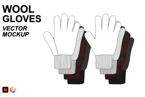 Download Wool Gloves Flat Vector Mockup - Vector Collection