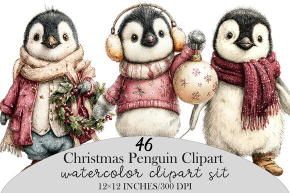 Download Christmas Penguin Clipart Bundle - Penguin clipart Collection