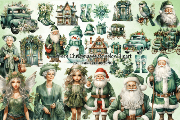 Download Green Christmas Watercolor Clipart Png - Premium Resources