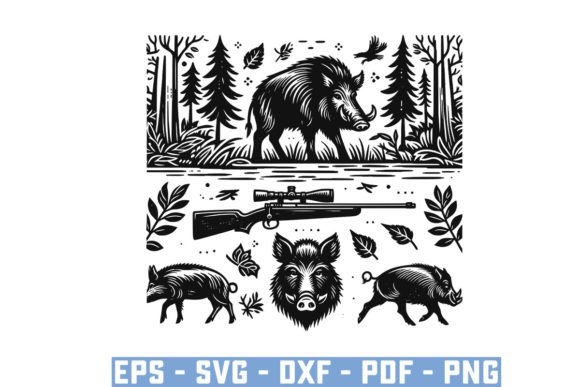 Download Wild Boar Hunter Pig Silhouette Bundle - Silhouette Collection