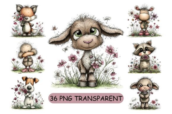Download 36 Cute Farm Animals PNG Clipart Set - Farm Collection