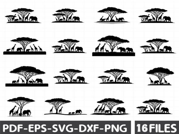 Download African Savannah Wildlife Silhouette - Silhouette Collection