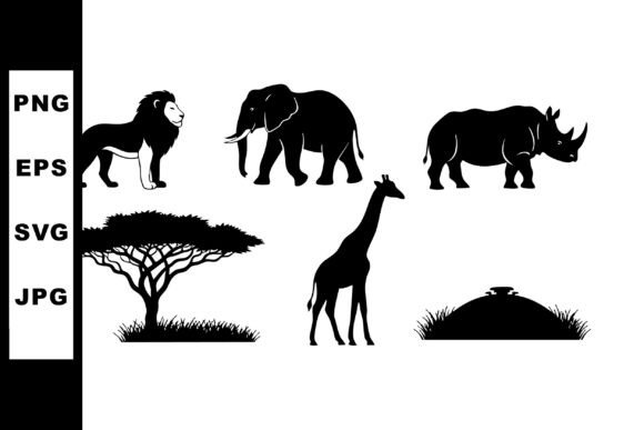 Download African Wildlife Silhouette Vector with - Vector Collection