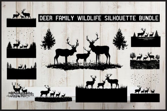 Download Deer Family Wildlife Silhouette Bundle - Silhouette Collection