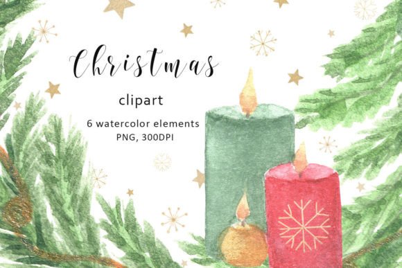 Download Christmas Watercolor Clipart,PNG - Premium Bundle