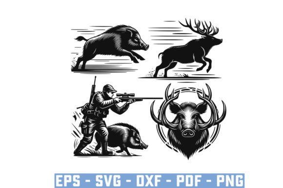 Download Wild Boar Hunter Pig Silhouette Bundle - Silhouette Collection