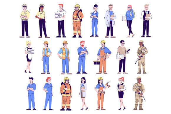 Download Professions Flat Vector Illustration Set - Vector Collection