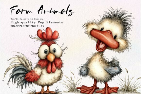 Download Whimsical Quirky Farm Animals PNG - Farm Collection