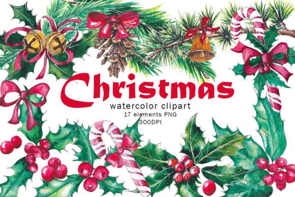 Download Classic Christmas Watercolor Clipart,png - Premium Resources