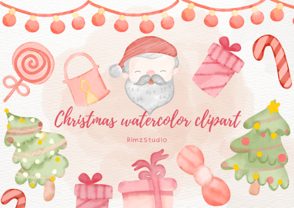 Download Christmas Watercolor Clipart PNG - Premium Bundle
