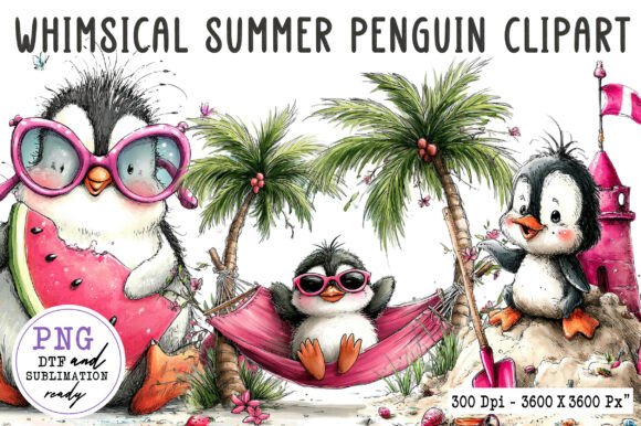 Download Whimsical Summer Penguin Clipart - Premium Resources